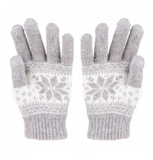 Zimowe rękawiczki do ekranu dotykowego  z wzorem Jasnoszare