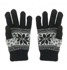 Zimowe rękawiczki do ekranu dotykowego  z wzorem Czarne